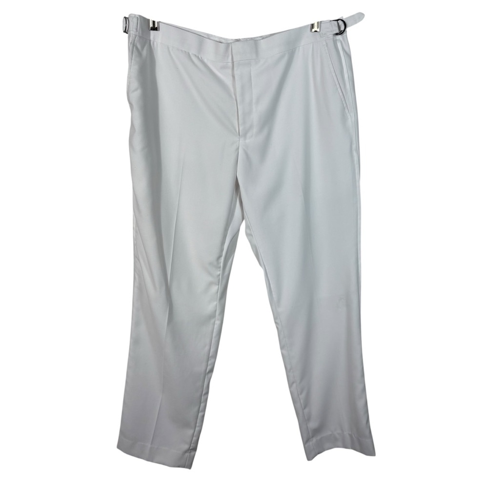 Savile Row Co. White Adjustable Waist Dress Pants 36x30 Golfing Office Career